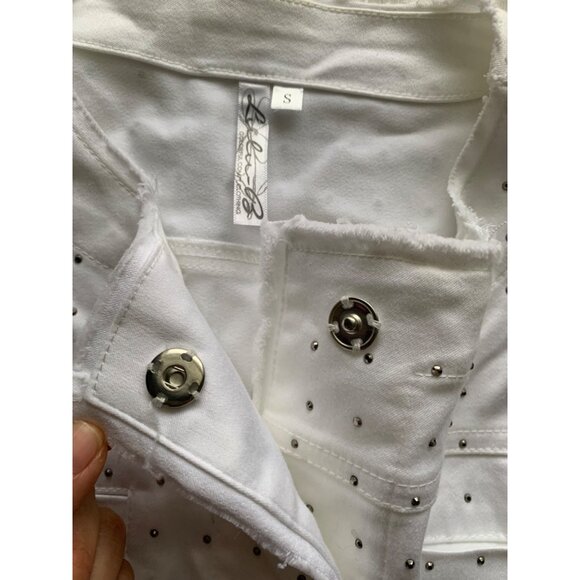 Lulu B Small White Women's Studded Jacket - Picture 7 of 11